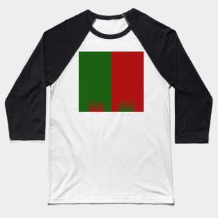 Hochland Heraldry Colours - Halved with Flame Edging - Red and Green Baseball T-Shirt